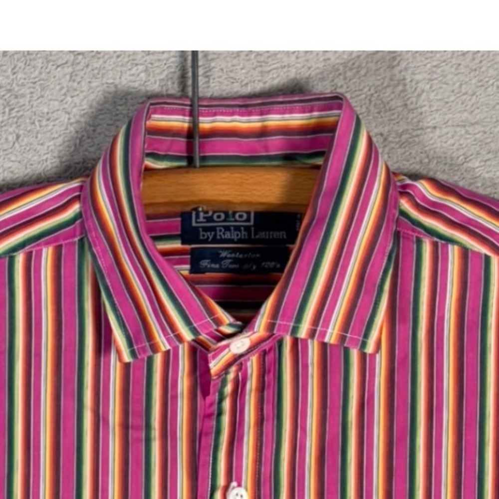 Polo‎ Ralph Lauren Westerton Men's Medium Striped Shirt Fine Two-ply 120s Cotton
